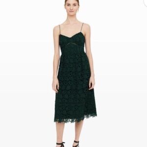 Club Monaco Dark Green Lace Midi Dress